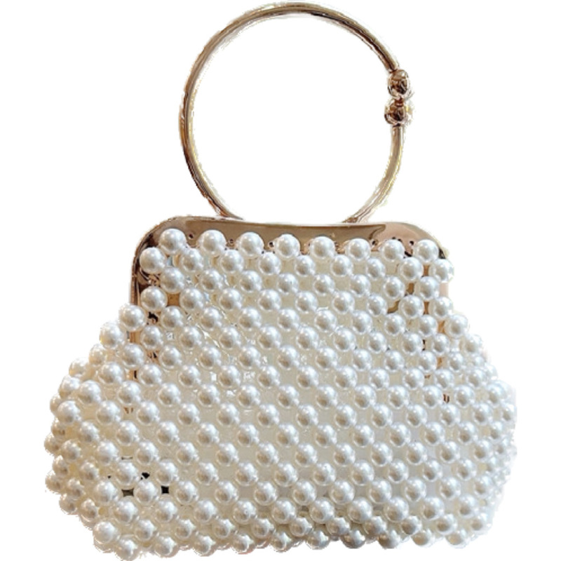 ins mini handmade beaded bag fairy Pearl handbag girls' hand bag vacation seaside shooting matching bag