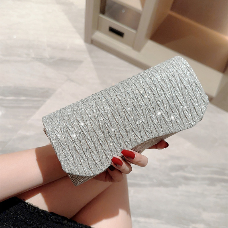 In stock foreign trade simple fashion ladies dinner bag wedding bridesmaid clutch scale pattern dress garment bag glitter small square
