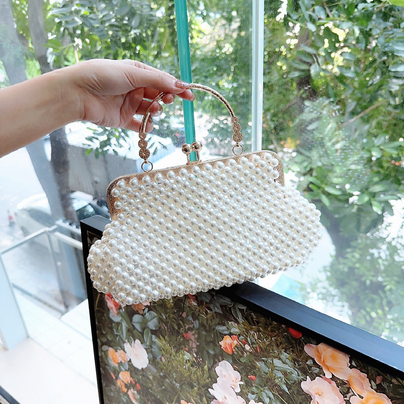 ins mini handmade beaded bag fairy Pearl handbag girls' hand bag vacation seaside shooting matching bag