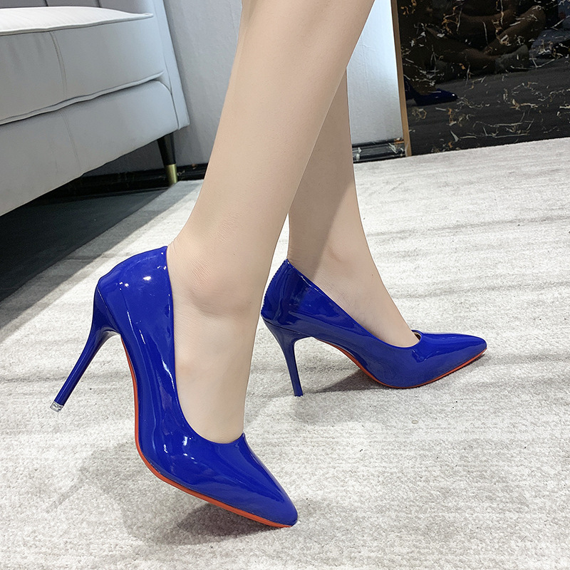 European and American Foreign trade sexy pointed French style pumps women's stiletto heel plus size candy color shallow mouth banquet high heels independent station