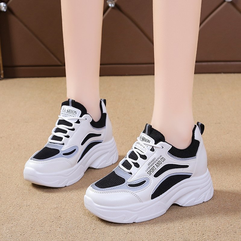 Sneaker Spring and Autumn New Korean style fashionable mesh breathable platform heel color matching student single-layer shoes casual women's shoes