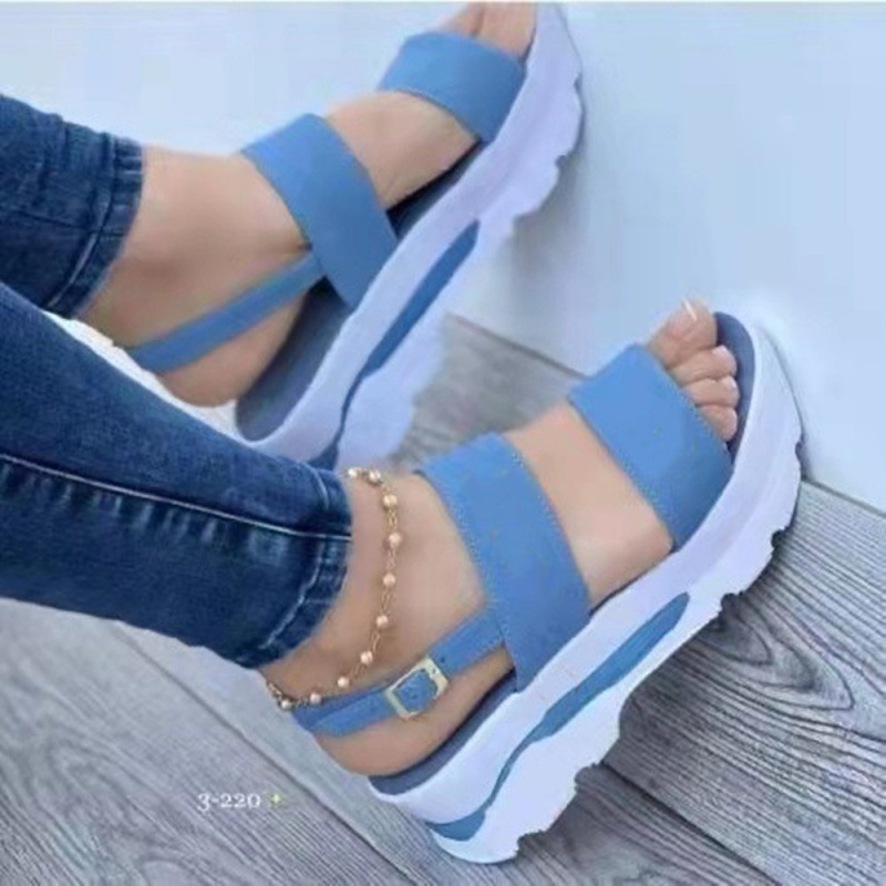Foreign trade cross-border summer one-strap platform sandals for women buckle wedge plus size beach slippers Sandal