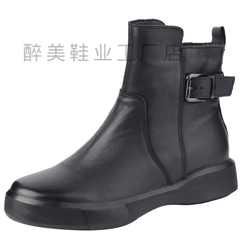 Cross-border European and American plus size Martin boots women's wish Foreign Trade British platform single-layer boots retro flat bottom Amazon ankle boots