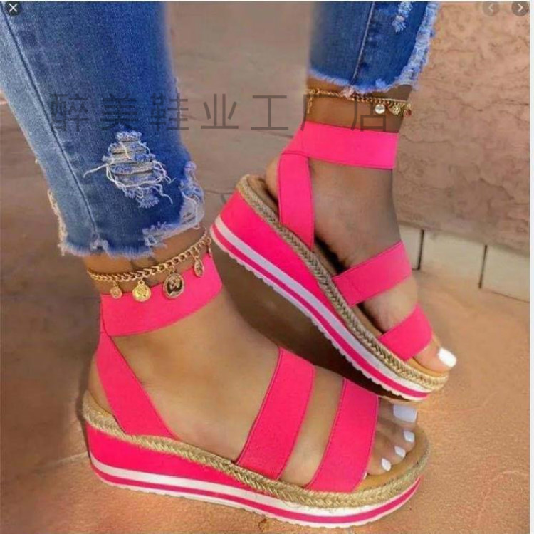 European and American new foreign trade plus size sandals women's fashion mid heel lightweight women's sandals summer new platform sandals