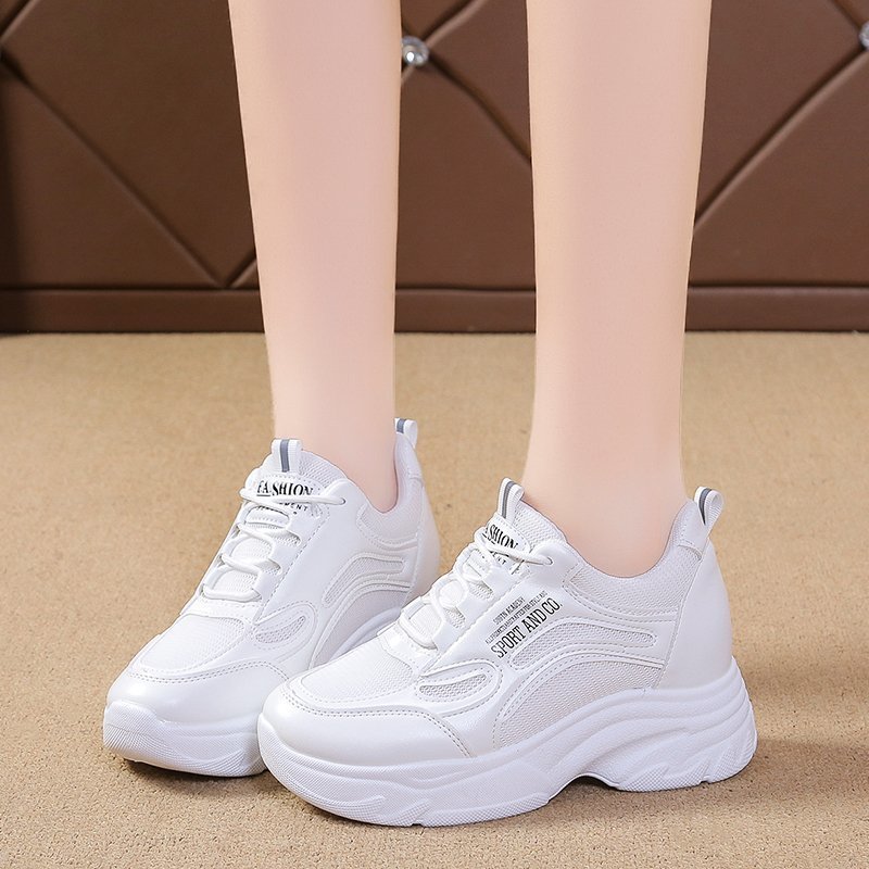 Sneaker Spring and Autumn New Korean style fashionable mesh breathable platform heel color matching student single-layer shoes casual women's shoes
