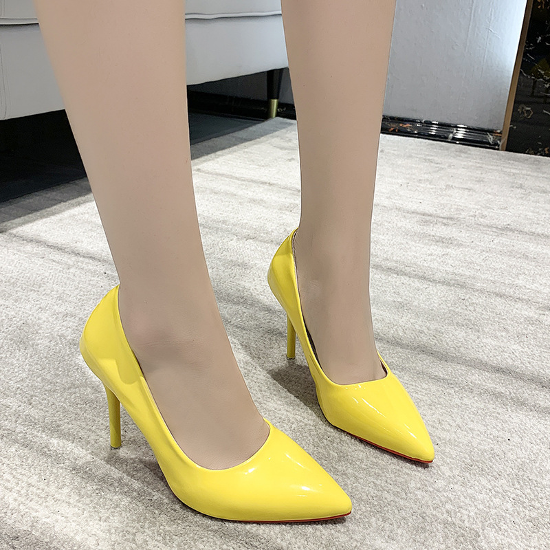 European and American Foreign trade sexy pointed French style pumps women's stiletto heel plus size candy color shallow mouth banquet high heels independent station