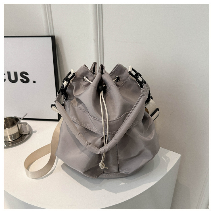 New Oxford cloth drawstring stylish and simple personality large capacity solid color Korean casual portable shoulder crossbody bag