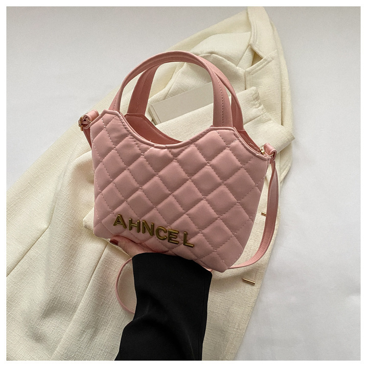 Popular letter embroidery thread rhombus this year's handbag Spring New Fashion shoulder cross body bucket bag