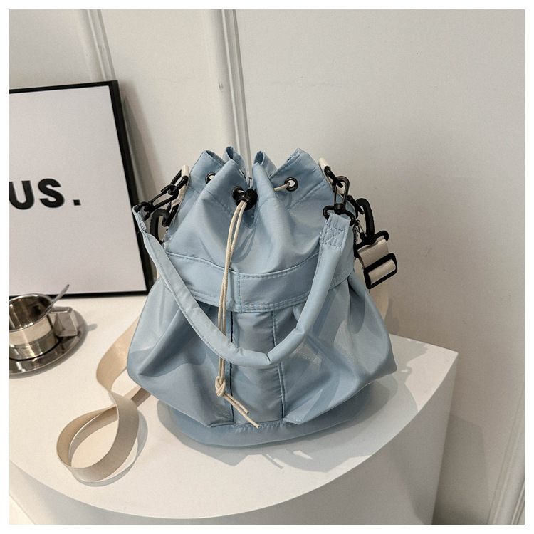 New Oxford cloth drawstring stylish and simple personality large capacity solid color Korean casual portable shoulder crossbody bag