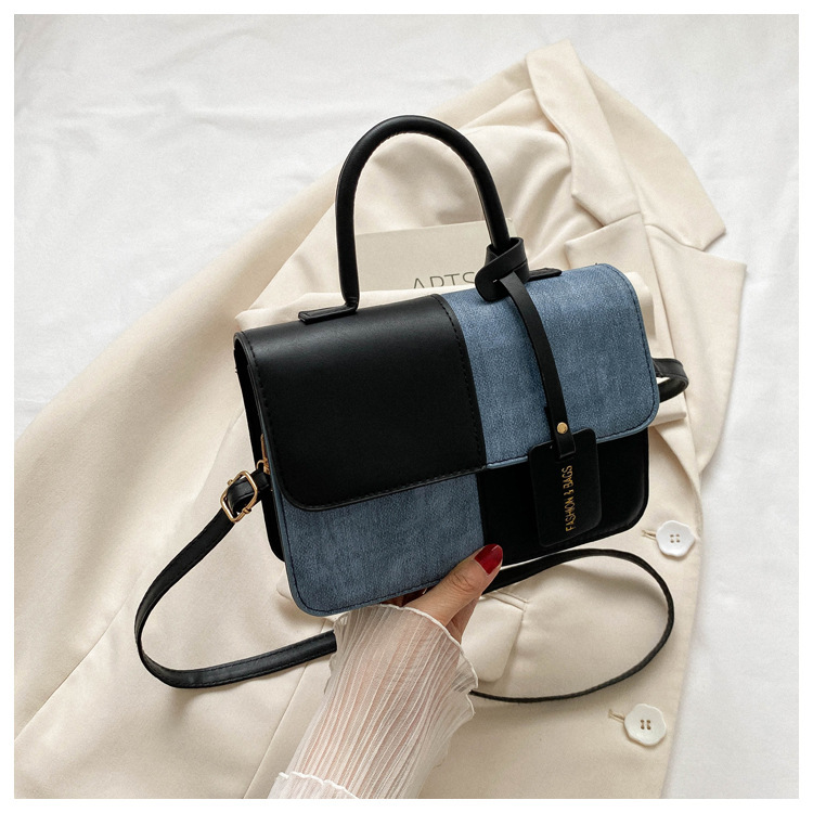 Stitching trendy stylish textured bag women's summer simple new small square bag casual underarm shoulder casual bag