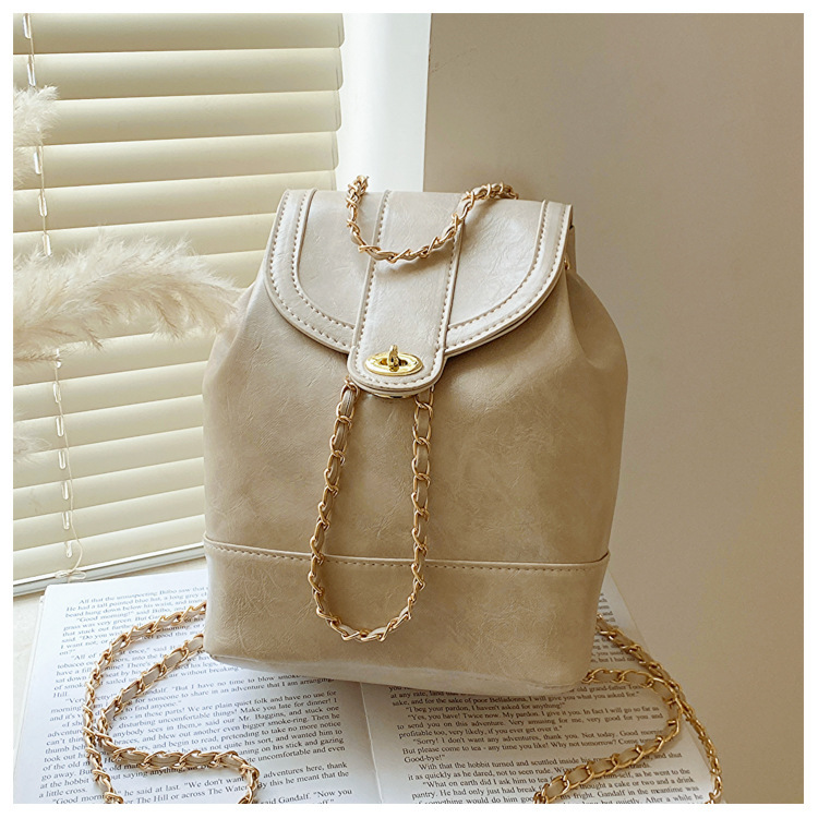 Casual Korean style chain backpack new girls travel small backpack fashion commuter solid color summer shoulder bag