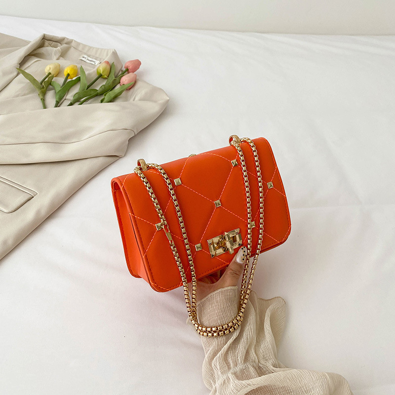 Rivet new trendy summer simplicity stylish good texture popular chain crossbody shoulder small square women's bag