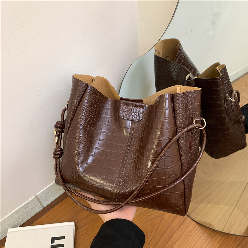 Commuter large capacity combination bags new western style crocodile pattern casual simple retro shoulder crossbody tote bag