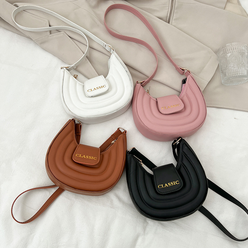 Retro textured small handbags women's new simple solid color shoulder messenger bag fashion casual underarm bag