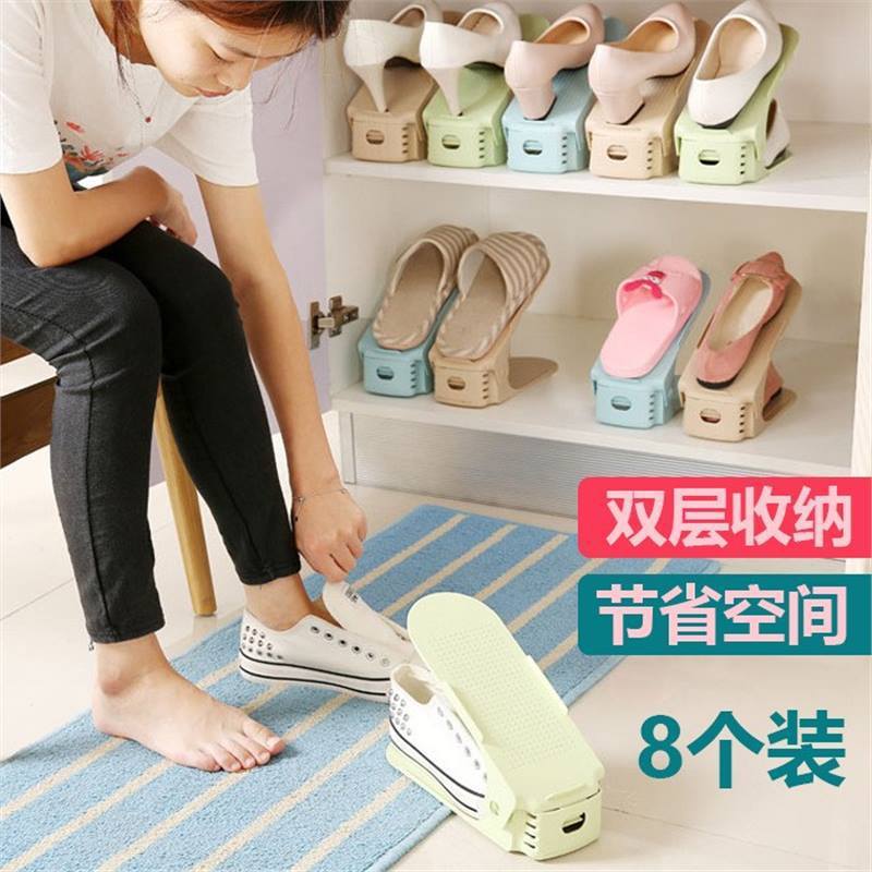 Adjustable storage shoe rack double layer shoe support bedroom space saving home dormitory artifact storage slippers shoes cabinet shoes