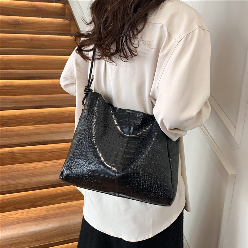 Commuter large capacity combination bags new western style crocodile pattern casual simple retro shoulder crossbody tote bag