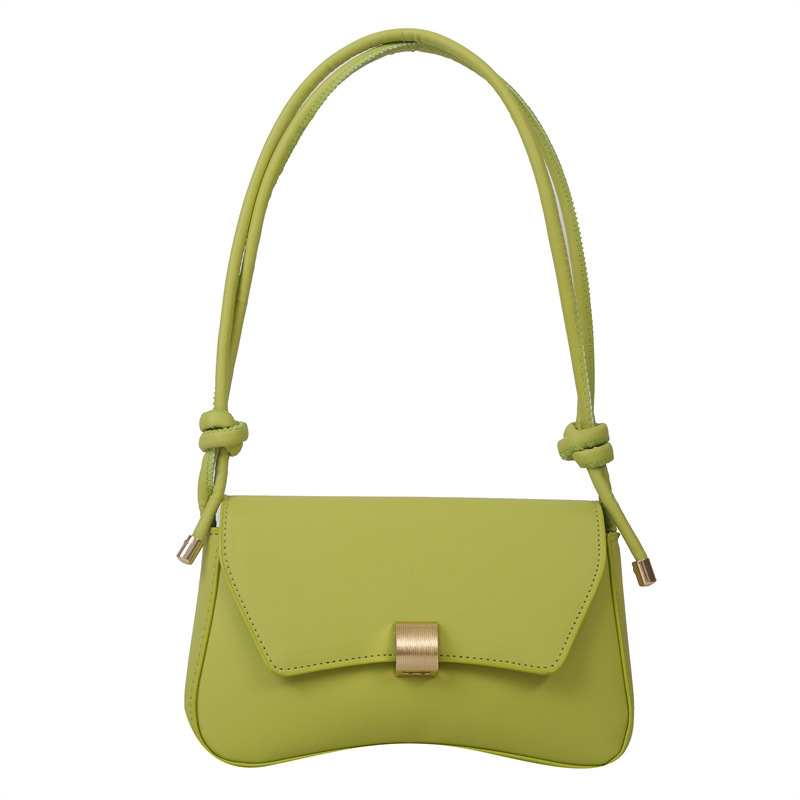 Solid color bag women's new summer popular simple textured design fashion baguette underarm messenger bag