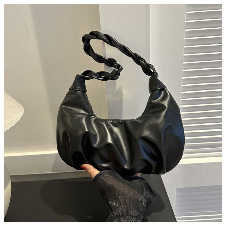 Simple pleated simple bag women's new summer trendy fashion dumpling bag leisure commute underarm bag