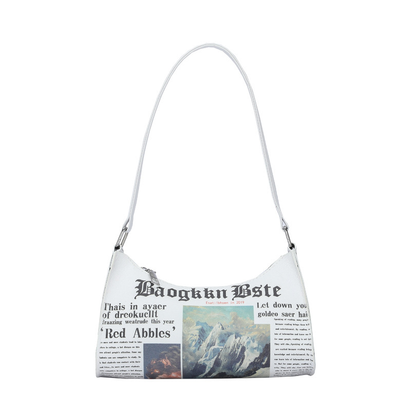 Street trendy ladies bags new newspaper printing women's bag personalized fashion small square bag shoulder messenger bag