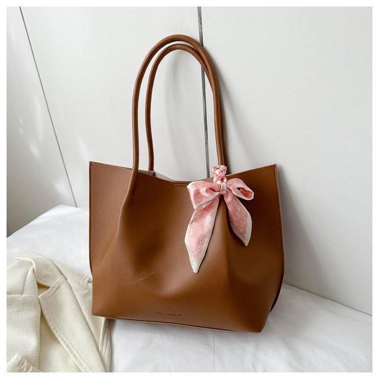 Large Capacity handbags women's new fashion shoulder bag solid color texture leisure commute tote bag