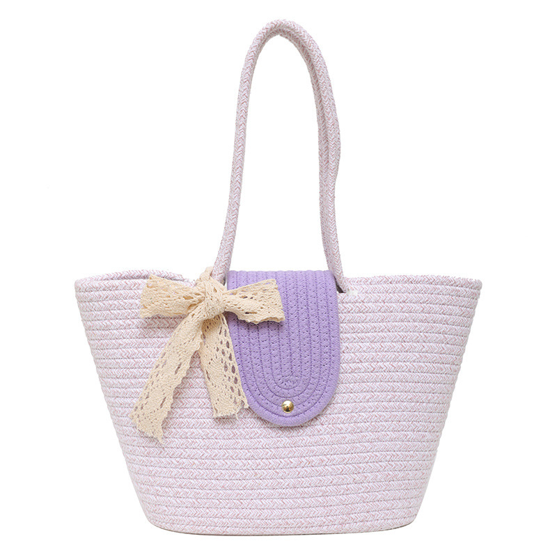 Trendy unique bag women's summer New woven tote bag simple shoulder handbag bucket straw woven