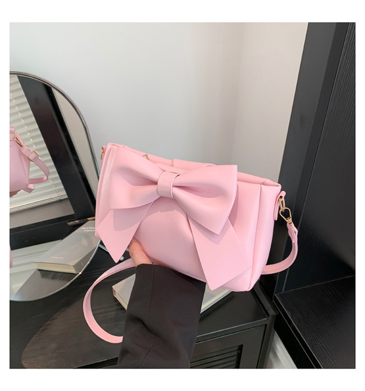 Bowknot fashionable stylish casual spring new simple solid color shoulder crossbody portable small square women's bag