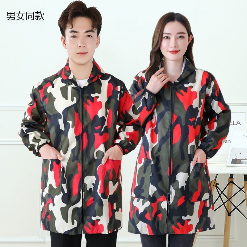 Overclothes adult work wear thin adult men's and women's coats fleece-lined thickened apron kitchen household work clothes cross-border