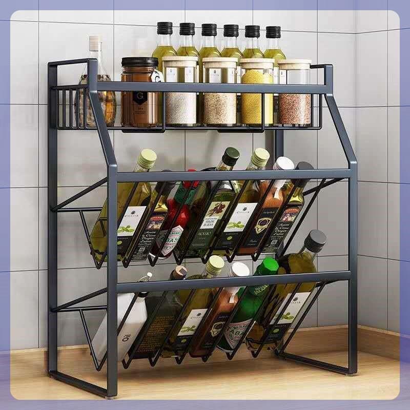 Kitchen rack multi-layer seasoning storage rack iron kitchen table floor-standing storage rack seasoning bottle shelf