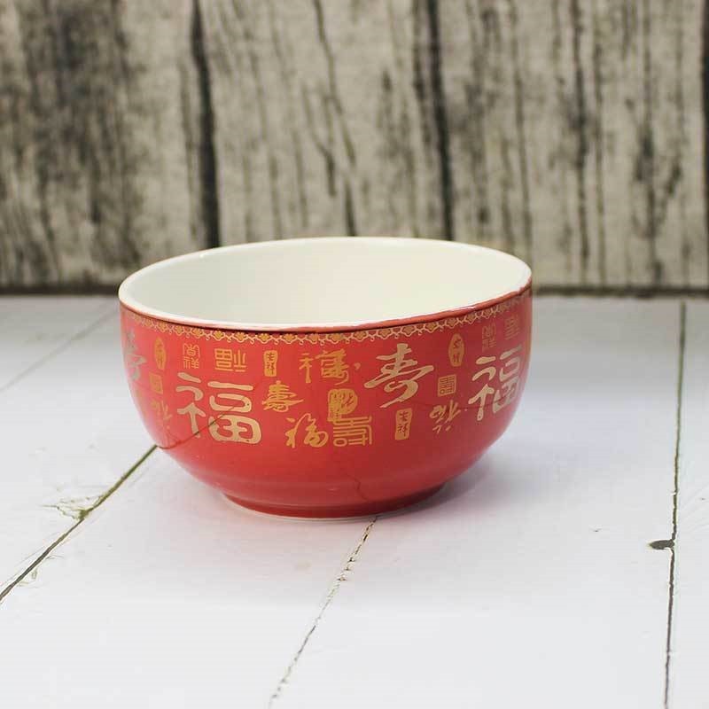 Shouwan red glaze ceramic in stock can be customized to thank the elderly birthday banquet towel gift box suit birthday celebration word cross-border