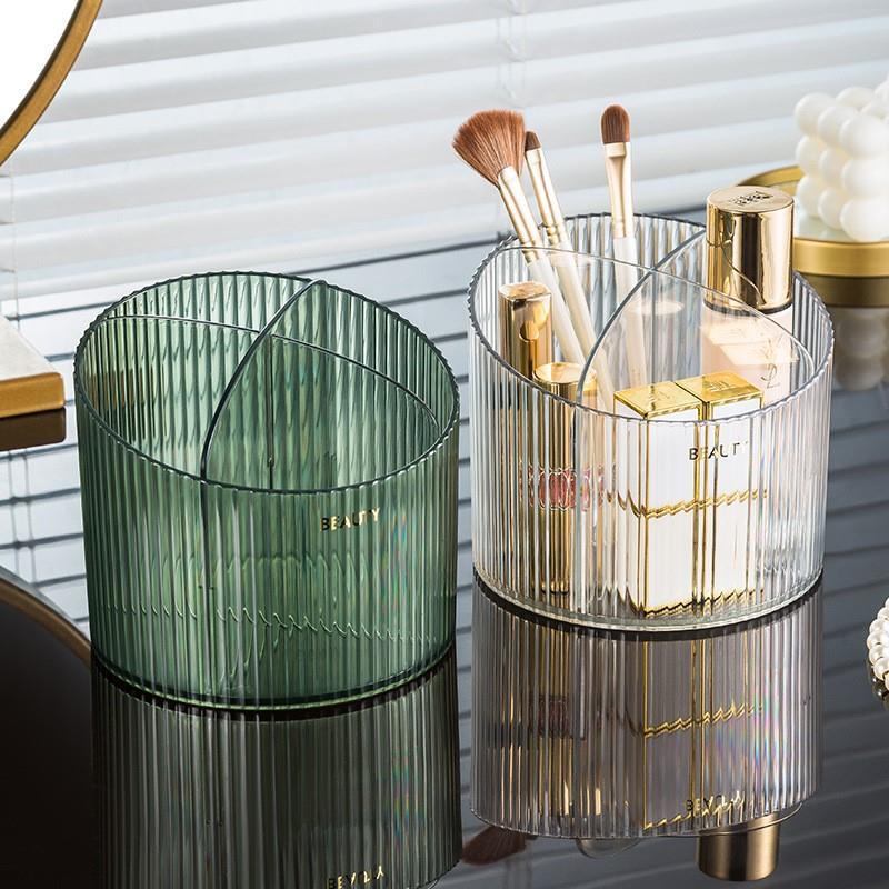 Desktop cosmetics skin care storage box light luxury transparent round jewelry storage box dresser table storage box