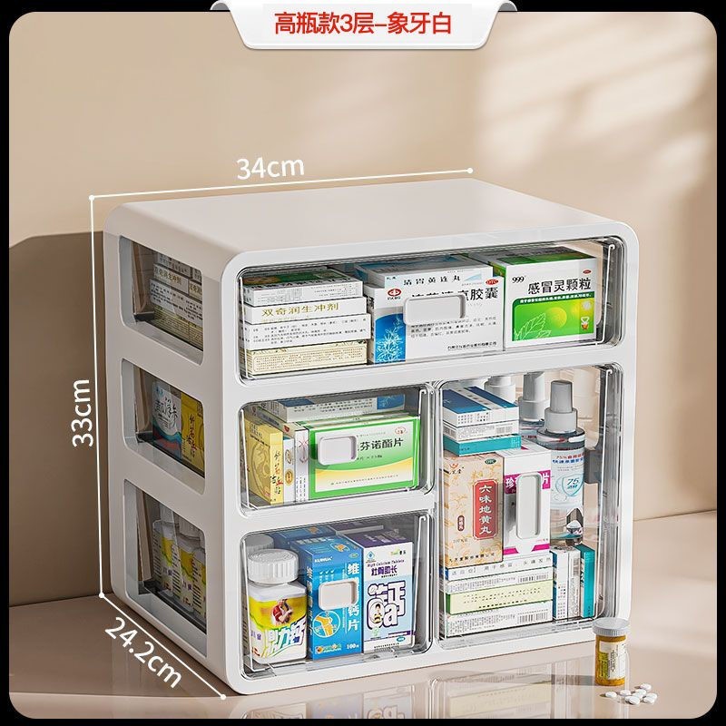 Medicine box multi-layer large capacity transparent drawer storage box student household dormitory medicine multi-layer first aid kit