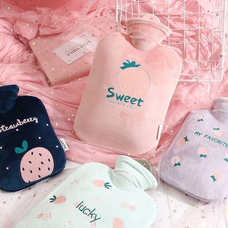 Hot water bag water injection thickened explosion-proof warm hand feet waist hot compress belly hand warmer Big Small size female student plush cute