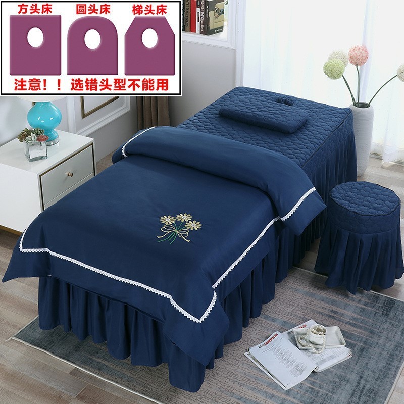 Beauty bedspread four-piece set beauty salon massage bed sheet bedspreads sets with holes four seasons
