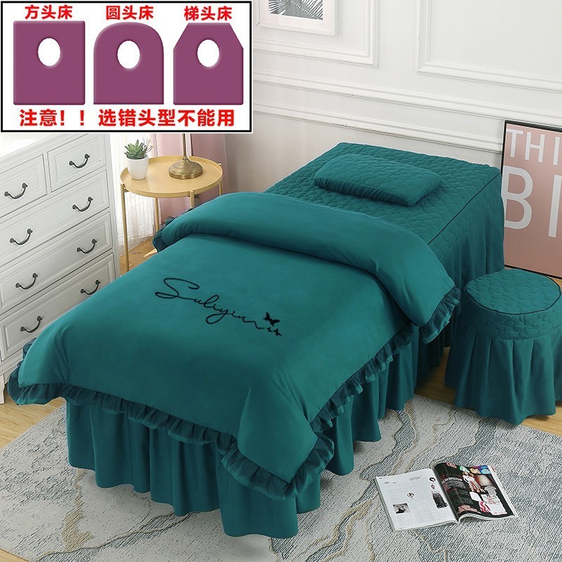 Beauty bedspread four-piece set beauty salon massage bed sheet bedspreads sets with holes four seasons