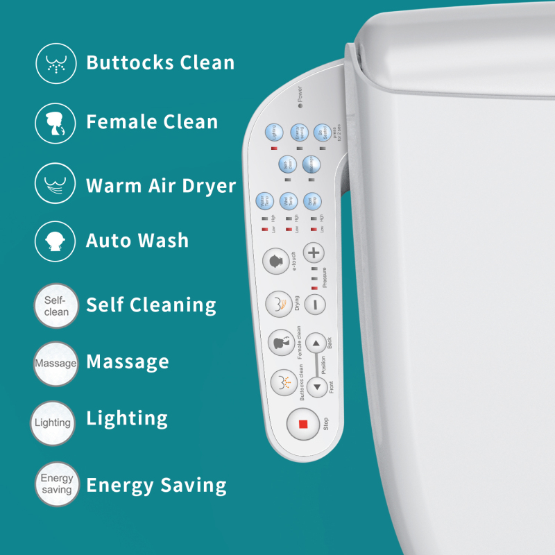 Electric Bidet Toilet, One click intelligent operation,Thermostatic cleaning,Seat cushion keep constant temperature in winter,with air dryer Glossy white