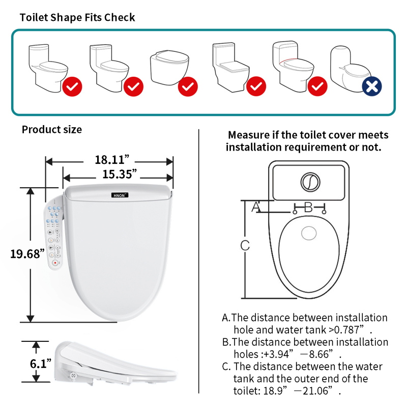 Electric Bidet Toilet, One click intelligent operation,Thermostatic cleaning,Seat cushion keep constant temperature in winter,with air dryer Glossy white