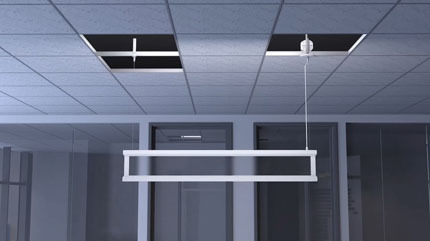 How to install META vertical linear light in the drop ceiling?