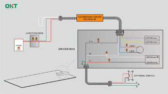 How to connect low voltage led emergency driver with edge-lit led panel light?