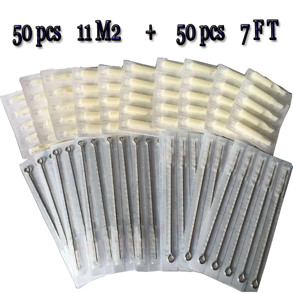 11M2 Tattoo needles+ 7FT  Disposable White Tips