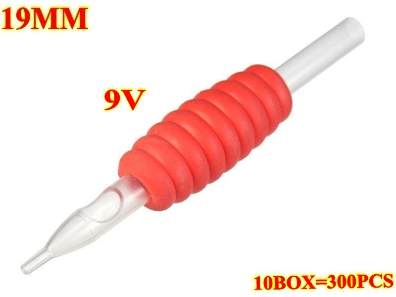 300pcs 9V 19MM Red disposable grips with clear tips