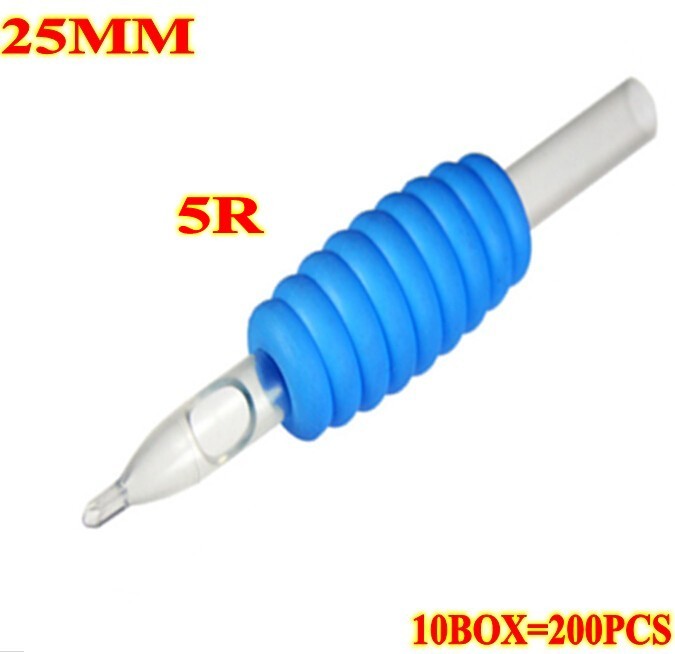 200pcs 5R 25MM Blue disposable grips with clear tips