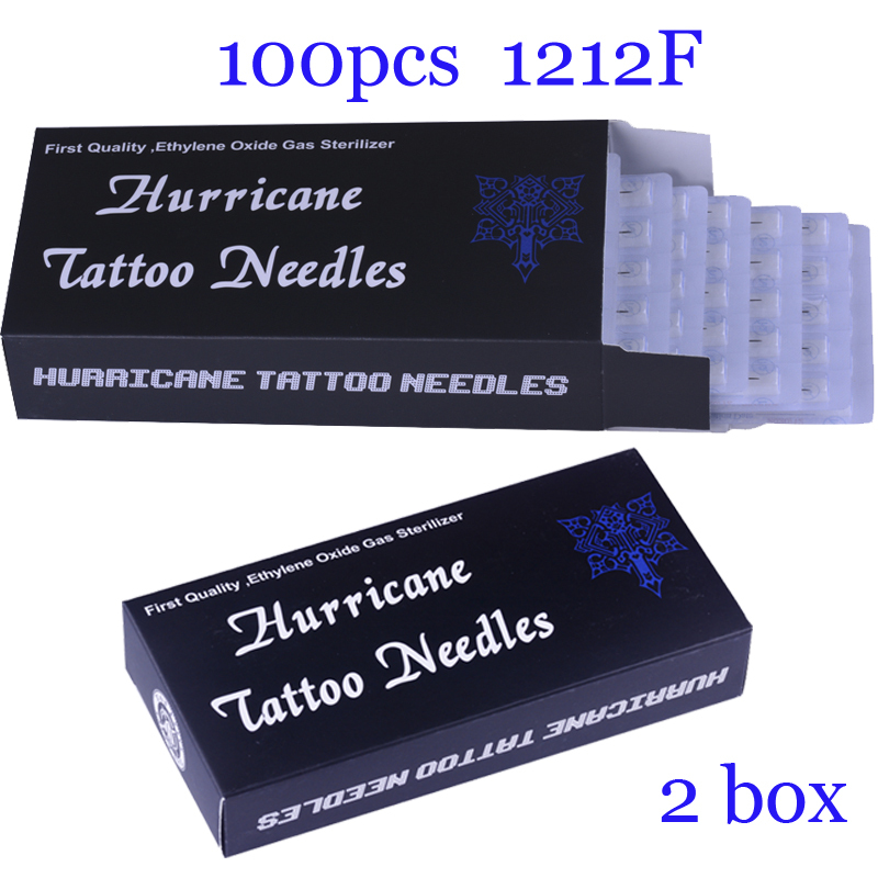 100Pcs Flat Super Quality Hurricane Tattoo Needles 1212F with 2BOX