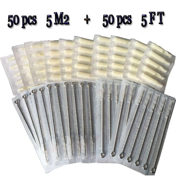 5M2 Tattoo needles+ 5FT  Disposable White Tips