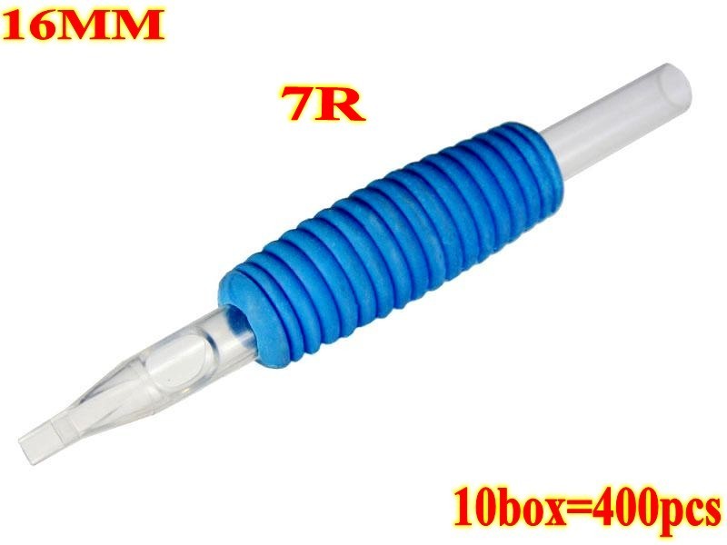 400pcs 7R 16MM Blue disposable grips with clear tips