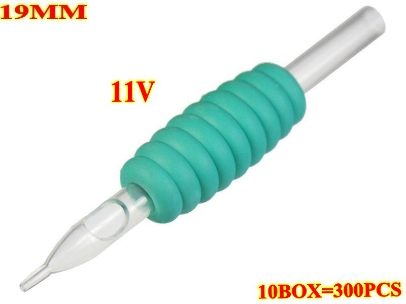300pcs 11V 19MM Green disposable grips with clear tips