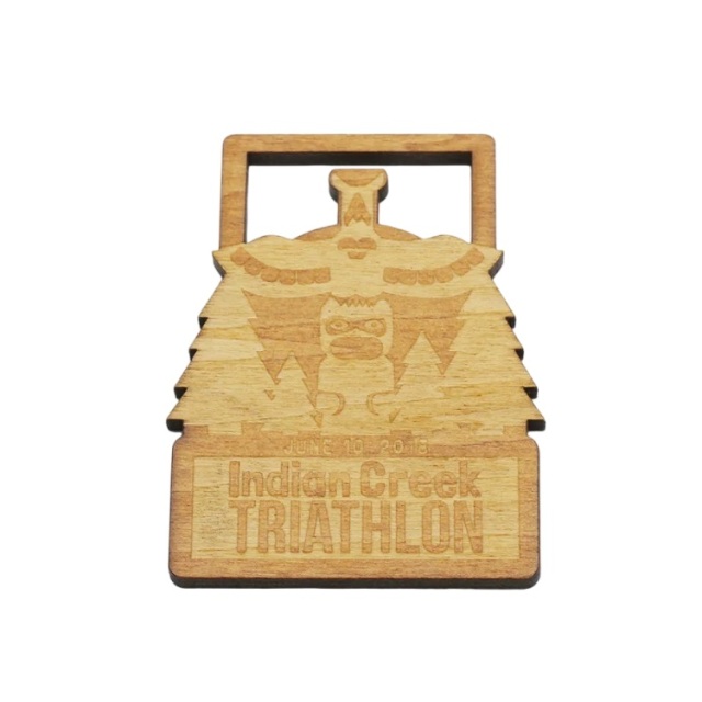 custom wood medals triathlon