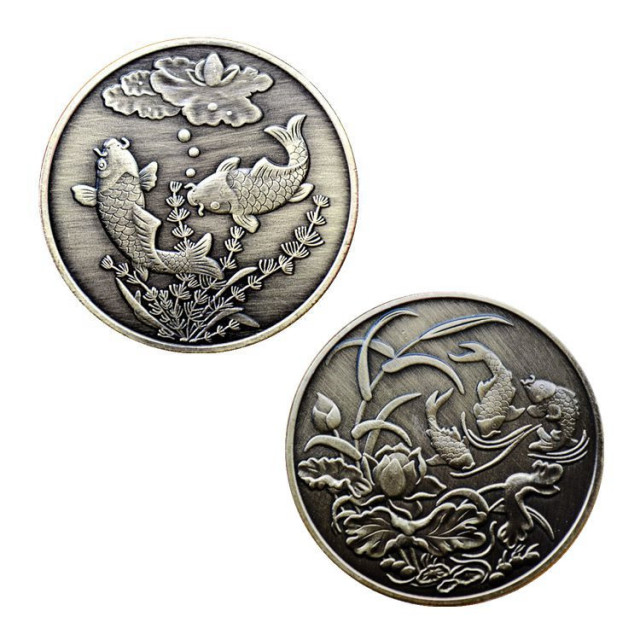custom double side challenge coin fish