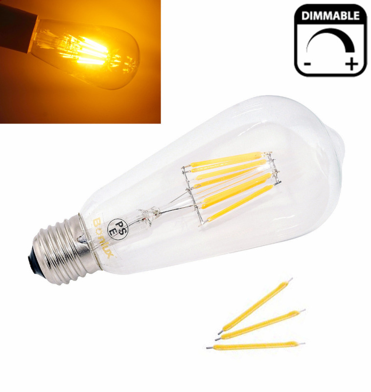 Dimmable ST64 LED Bulb 4W 8W E26/E27 Filament Light Bulb 110V/220V Vintage Edison Lamp Retro Transparent Glass Appearance