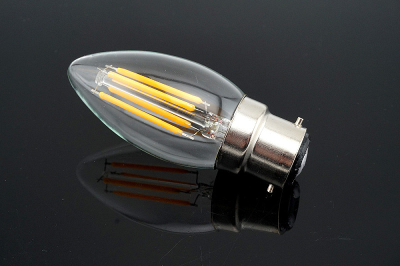 LED B22 Filament Bulb Light 2W 4W Bayonet Base Candle Bulb 220V C35 LED Torpedo Shaped   Lamp for Crystal Chandelier Lighting-Pack of 4