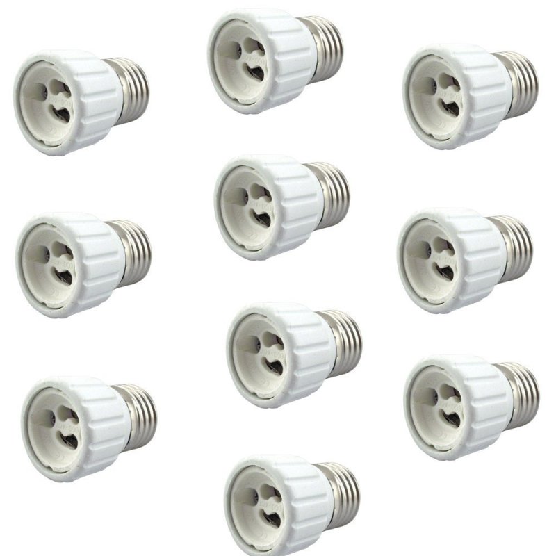 E27 to GU10 Adapter - Converts your Pin Base Fixture (E27) to Standard Screw-in Bulb Socket (10 pcs/lot, E27 - GU10)